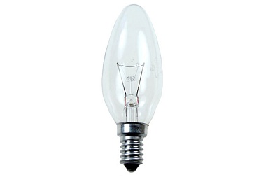 Лампа ДС 60W E14 свеча прозрачная  (уп.100шт) цветная гофра (Калашниково)